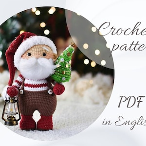 Crochet PATTERN Christmas gnome, amigurumi gnome pattern, Santa Claus, PDF in English