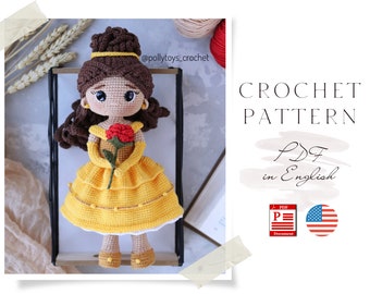 Crochet ENGLISH PATTERN doll Princess Amigurumi doll Crochet doll Crochet pattern Amigurumi doll pattern cute Doll pattern in pdf in English