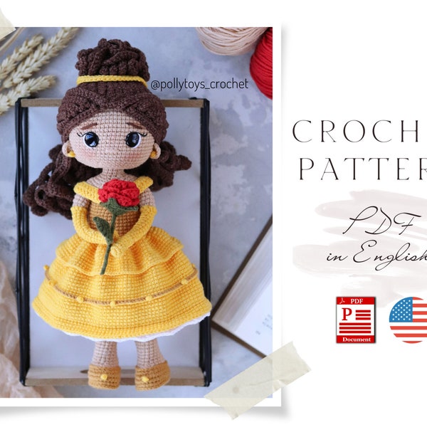 Crochet ENGLISH PATTERN doll Princess Amigurumi doll Crochet doll Crochet pattern Amigurumi doll pattern cute Doll pattern in pdf in English