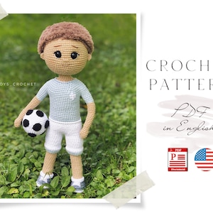 Crochet Soccer Player Doll Pattern: Amigurumi Boy (PDF Pattern)