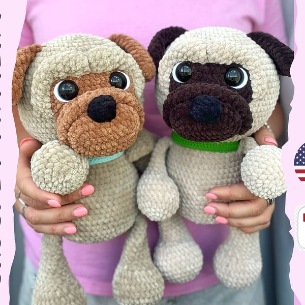 Crochet pattern dog pug / amigurumi dog / pattern in English