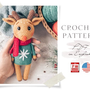 Crochet Deer Pattern: Amigurumi Toy with Sweater (PDF Pattern)