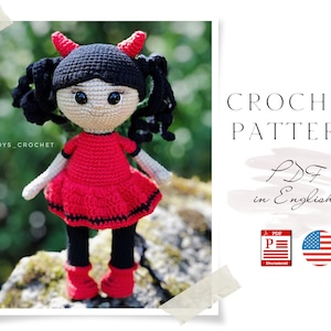 Crochet PATTERN devil girl Daisy Amigurumi doll Crochet toy Crochet doll Crochet pattern Amigurumi pattern Doll pattern PDF English pattern