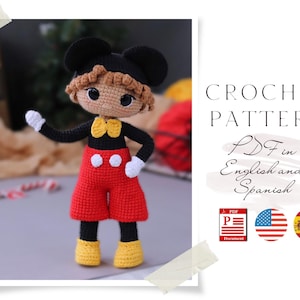 Crochet ENGLISH PATTERN doll Mause boy Amigurumi doll Crochet doll Crochet pattern Amigurumi doll pattern cute Doll pattern in pdf