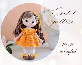 Crochet Doll Pattern: Amigurumi Doll Polina (PDF in English)