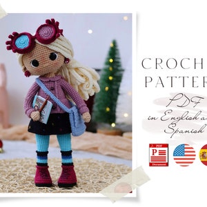 Crochet PATTERN doll Witch Amigurumi doll Crochet doll Crochet pattern Amigurumi doll pattern cute Doll pattern in pdf in English Spanish