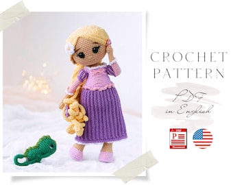 Crochet Princess Doll Amigurumi & Chameleon (PDF Pattern
