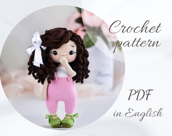 Crochet PATTERN little doll Ellie, amigurumi dolls, crochet doll, PDF in English