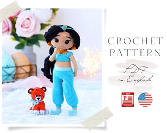 Amigurumi Arabian Princess Doll Crochet Pattern: With Tiger (PDF Pattern)