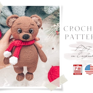 Crochet PATTERN Bear Barni Crochet toy Amigurumi toy Crochet bear Handmade toy Amigurumi pattern Pattern in English Bear pattern PDF pattern