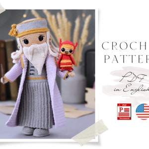 Crochet Doll PATTERN: Old Man Amigurumi with Bird (PDF Pattern)