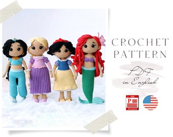 Crochet Princess Dolls: Amigurumi Patterns (4 SET) (PDF Pattern)