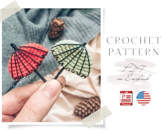 Crochet PATTERN brooch Umbrella Crochet brooch pattern Amigurumi English pattern Crochet brooch umbrella Amigurumi brooch umbrella Handmade