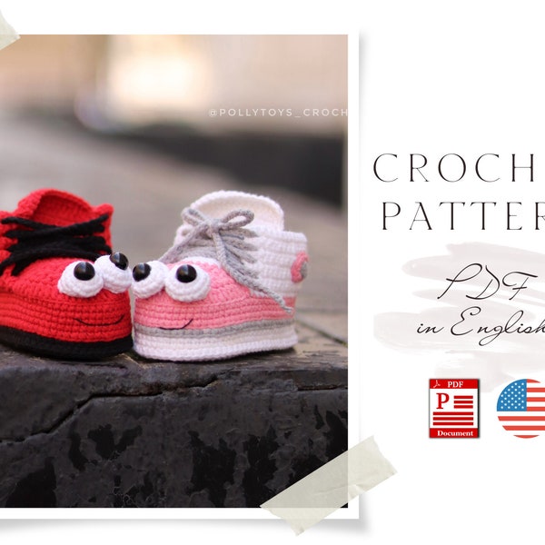 Crochet ENGLISH PATTERN Mr & Mrs Sneaker Amigurumi booties Crochet toy Crochet pattern Crochet booties pattern toy pattern pdf pattern