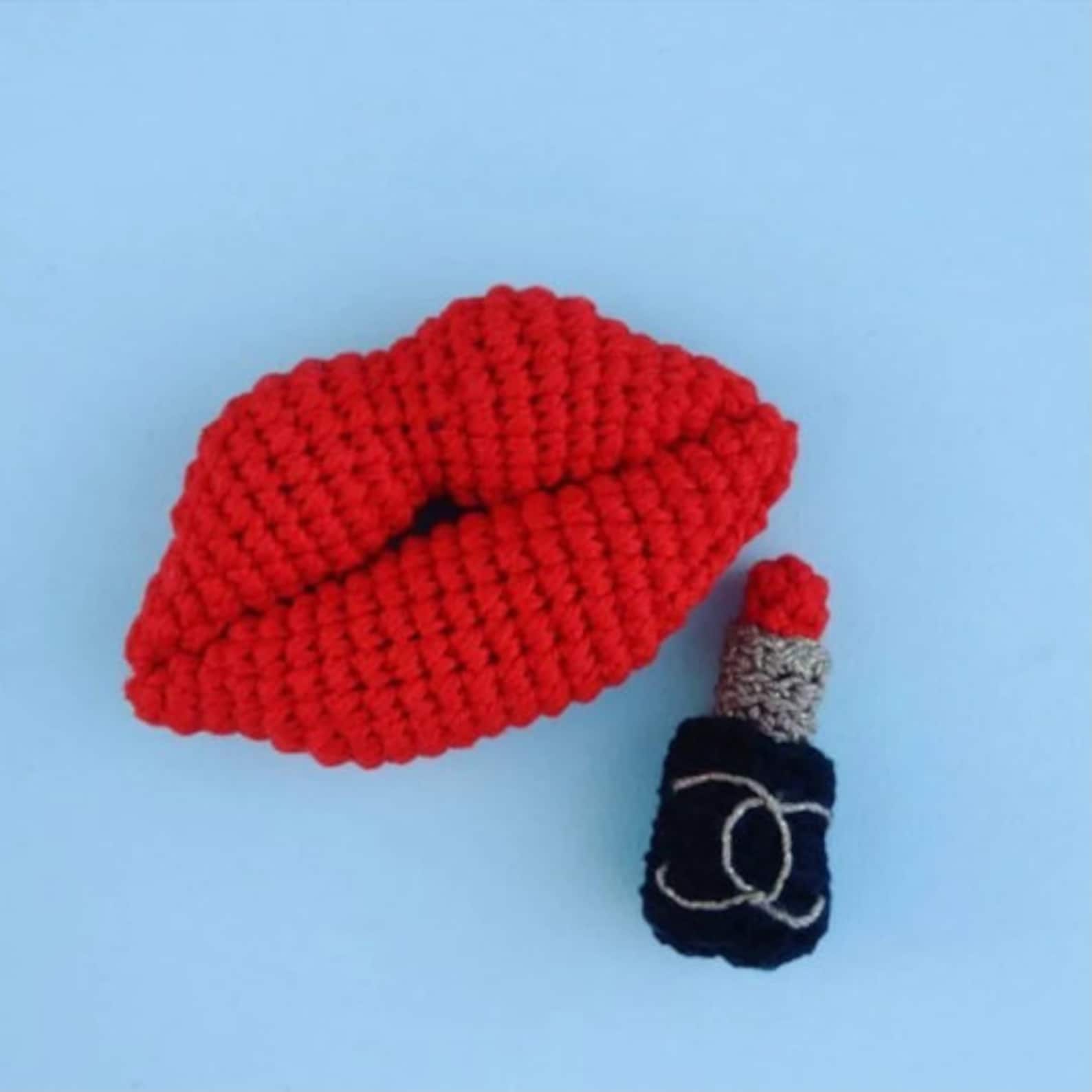 Crochet PATTERN Brooch LIPSTICK Crochet Brooch Pattern Etsy