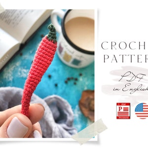 Crochet PATTERN Chili Pepper Crochet pattern Amigurumi English pattern Crochet chili Amigurumi pepper Handmade chili