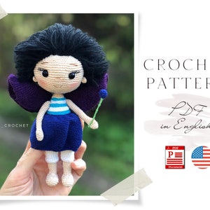 Crochet PATTERN doll blueberry fairy Amigurumi doll Crochet doll Crochet fairy Crochet pattern Amigurumi pattern Doll english pattern PDF