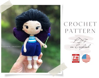 Crochet Blueberry Fairy Doll Pattern, Amigurumi Doll (PDF)