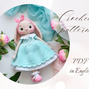 Crochet Bunny Pattern: Amigurumi Doll Mila in Dress (PDF)
