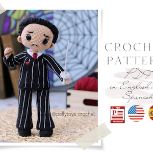 Crochet Doll Pattern: Man in Suit Amigurumi (English/Spanish PDF)
