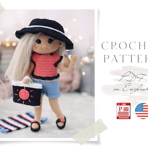 Crochet ENGLISH PATTERN summer doll Carrie Amigurumi doll Crochet doll Crochet pattern Amigurumi pattern Doll pattern pdf-pattern in English