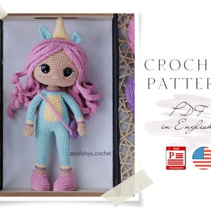 Crochet ENGLISH PATTERN doll Unicorn Amigurumi doll Crochet doll Crochet pattern Amigurumi doll pattern cute Doll pattern in pdf in English