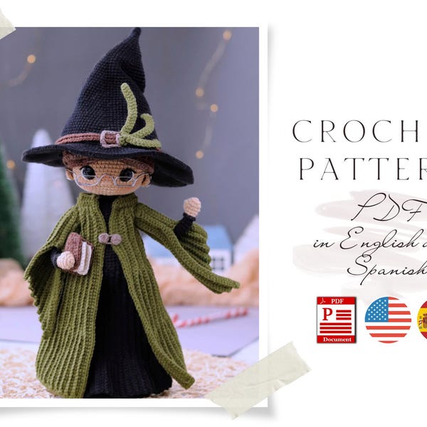 Crochet Witch Doll Pattern, Amigurumi Wizard (PDF Pattern)