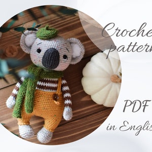 Crochet PATTERN koala Justin, amigurumi animal pattern,  amigurumi cute koala, PDF in English