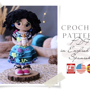 Crochet PATTERN doll Colombian girl Amigurumi doll Crochet doll Crochet pattern Amigurumi doll pattern Doll pattern in English and Spanish