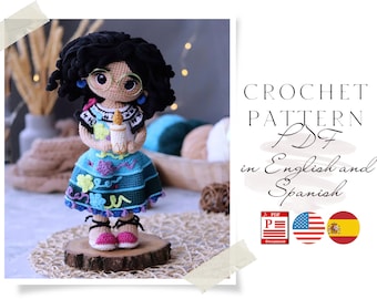 Crochet PATTERN doll Colombian girl Amigurumi doll Crochet doll Crochet pattern Amigurumi doll pattern Doll pattern in English and Spanish