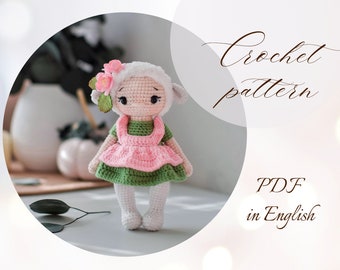 Patrón de oveja a crochet: Muñeca amigurumi Lily (PDF)