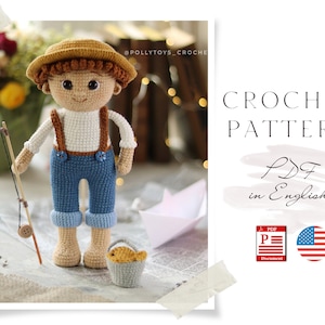 Gehaakte ENGELSE PATROON pop Tom de Visser Amigurumi pop Gehaakte pop Haakpatroon Amigurumi jongen patroon Pop patroon pdf patroon