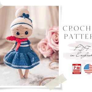 Virkad sjömansdockamönster: Amigurumi-flicka (PDF-mönster)