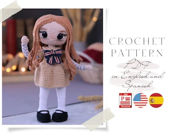 Crochet Doll Pattern: Megan Amigurumi Doll (English & Spanish PDF)