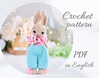 Crochet PATTERN flower bunnies, amigurumi animal pattern, crochet  bunny, PDF in English