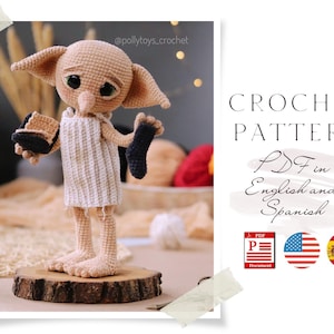 Schema per bambola elfo all&#39;uncinetto: bambola amigurumi con calzino (PDF in inglese e spagnolo)