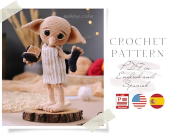 Patrón de Muñeca Elfa a Crochet: Muñeca Amigurumi con Calcetín (PDF en Inglés y Español)
