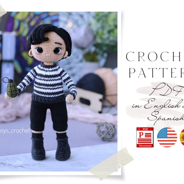 Crochet PATTERN DOLL cute Man Amigurumi doll Crochet doll Crochet pattern Amigurumi doll pattern cute Doll pattern in English Spanish pdf