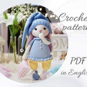 Crochet Bunny Pattern: Amigurumi Alice in Pajamas (PDF)