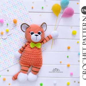 VIRKMÖNSTER - Värmande tigerkudde | | Baby Lovey Toy | Lovey filt