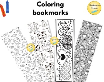 Coloring bookmarks printable, Colouring gifts for kids, Coloring bookmarks for kids, Kids bookmarks digital, Digital bookmarks for kids