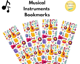 Musical Instruments bookmarks, Music bookmarks, Music Party Favor, Music Teacher Gift, Music School Gift, Musical Instruments Printable