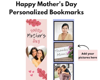 Personalized Mother's Day Bookmarks Printable, Custom bookmarks for mom, Photo Bookmarks Digital Download, Photo Gifts for Mother's Day