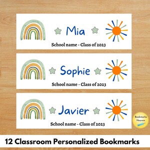 Personalized student bookmarks, Classroom bookmark printable, Pupil's gift from teacher, Printable Custom Bookmarks for student