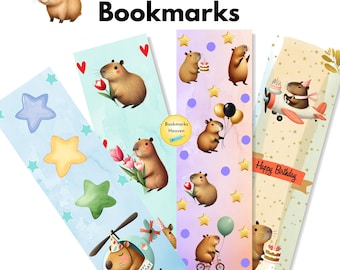 Niedliche Capybaras Lesezeichen, Buch Geschenke für Kinder, Kinder Lesezeichen digitaler Download, Bookish Geschenke für Kinder, niedliche Tier Lesezeichen, Capybara Geschenk