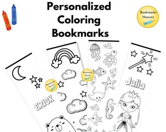 Custom Coloring Bookmarks for Kids, Cute Girls coloring bookmarks,Digital Book Marks, Kids Printable Bookmarks Template,Bookmarks for Kids