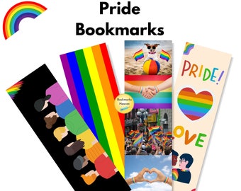 Printable Pride Bookmarks Template, LGBTQ Digital Bookmark Template, Queer Bookmarks, Gift under 5, Printable Bookmarks Set, LGBTQ Stuff