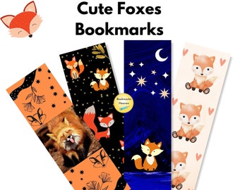 Cute foxes bookmark printable, Woodland bookmark, Fox lover gift, Fun Fox gifts, Animal lover bookmark, Fox Bookmarkd Digital Download,