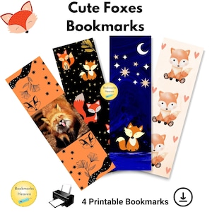 Cute foxes bookmark printable, Woodland bookmark, Fox lover gift, Fun Fox gifts, Animal lover bookmark, Fox Bookmarkd Digital Download,