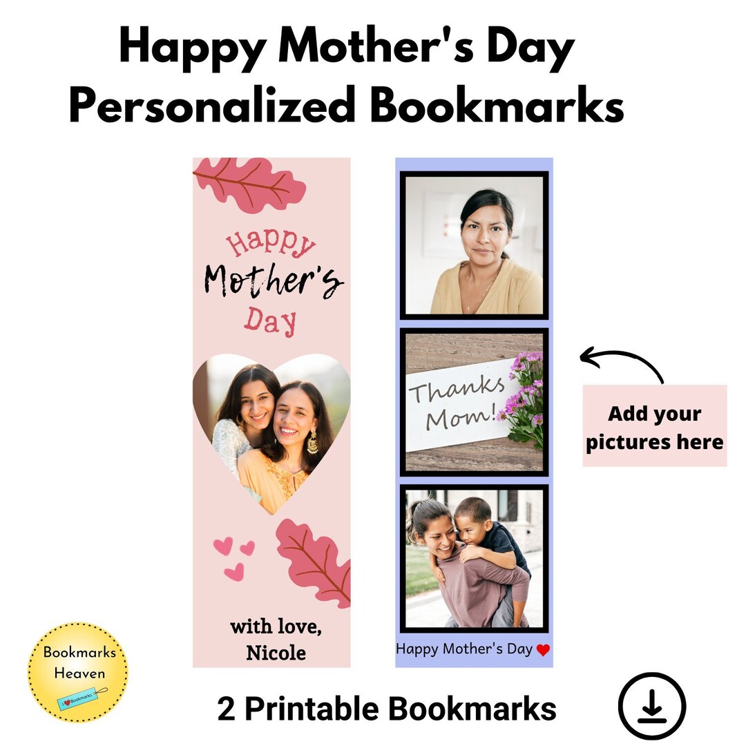 Personalized Mother's Day Bookmarks Printable, Custom Bookmarks for Mom